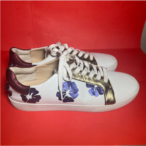 Vince Camuto White Leather Floral Lace-Up Claudinia Sneaker 11 WIDE/41
